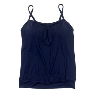 Lands' End Navy Blue Blouson Tankini Swim Top Size 14